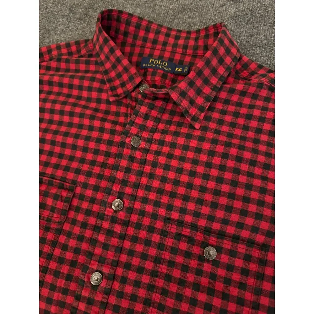 Polo Ralph Lauren Buffalo Plaid Button Down Shirt Men's Large‎ Western Preppy